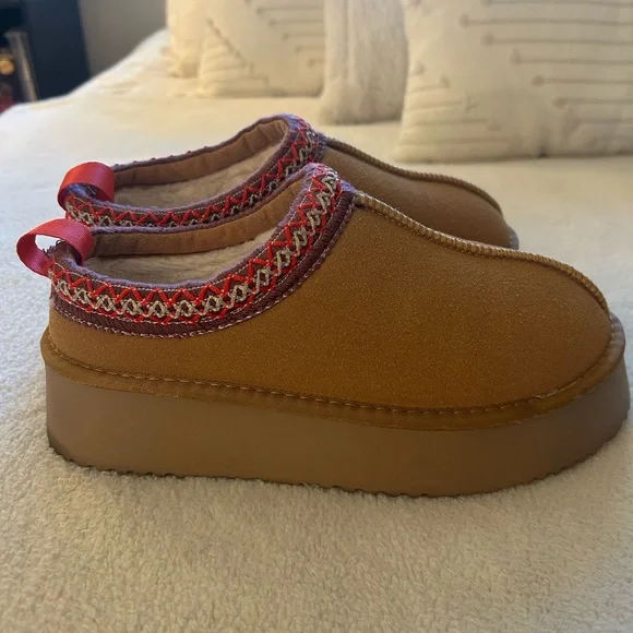 Women's Platform Mini Boots Short Ankle Boot Fur Fleece Anti-Slip Boot, Brown - Picture 12 of 12